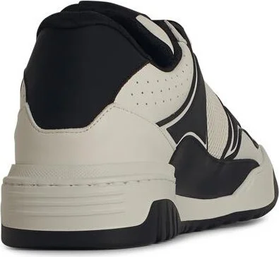 'hexagon' White Leather Sneakers - Image 3