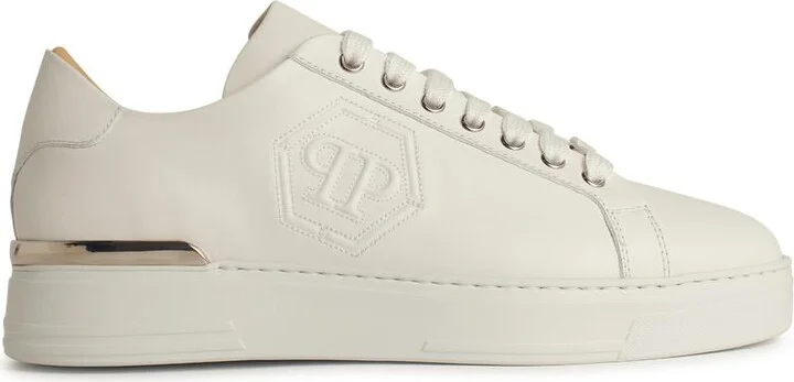 'hexagon' White Leather Sneakers
