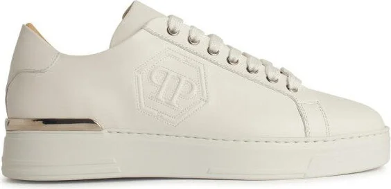 Hexagon White Leather Sneakers