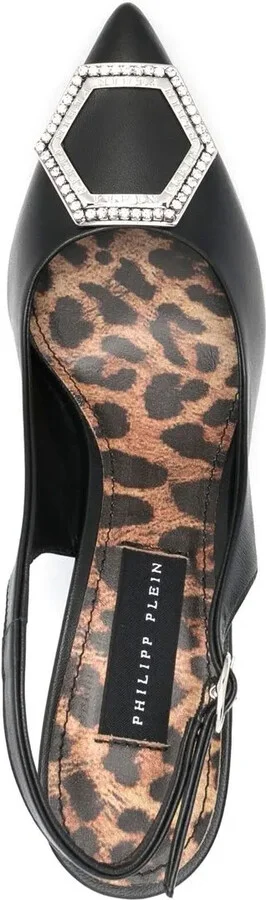 Hexagonal-Detail Leather Slingbacks - Image 4