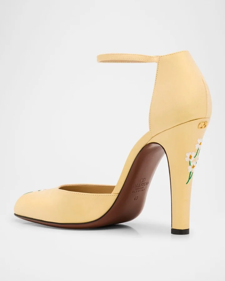 Hi Dolly Daisy Embroidered Satin Pumps - Image 2