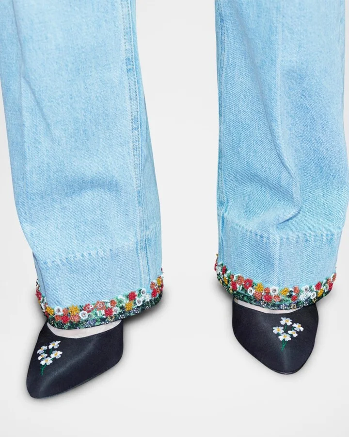 Hi Dolly Daisy Embroidered Satin Pumps - Image 8