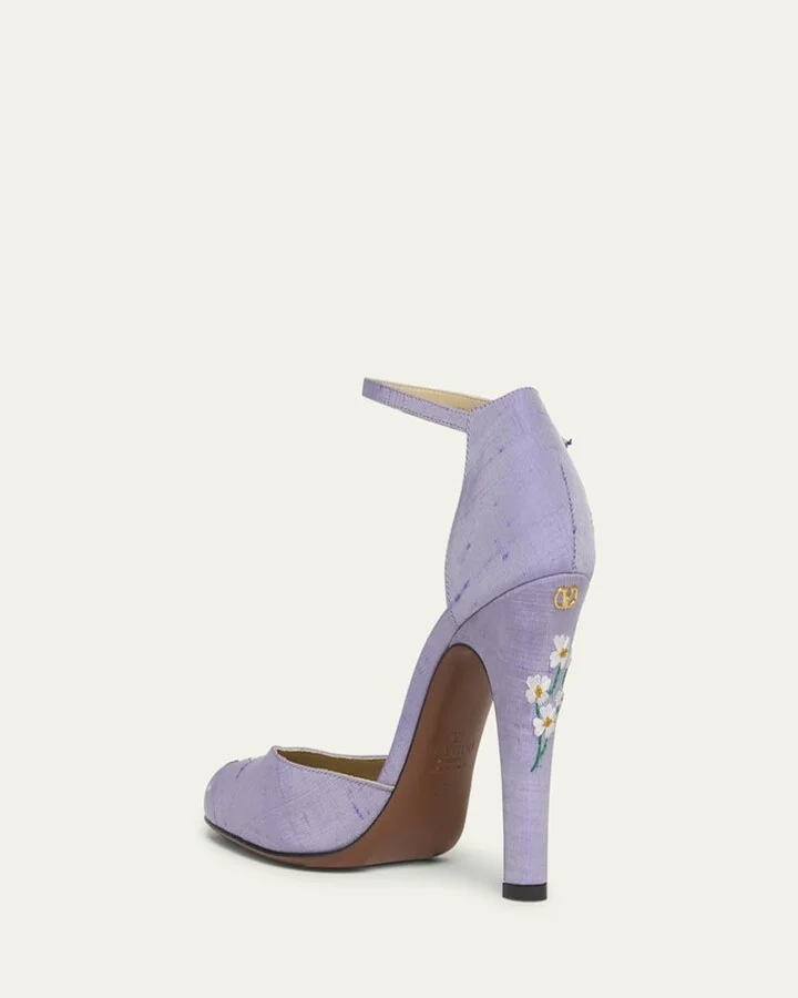Hi Dolly Daisy Embroidered Satin Pumps - Image 6