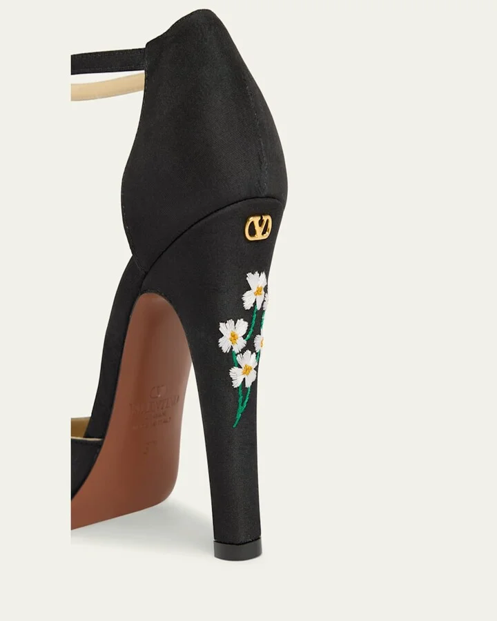 Hi Dolly Daisy Embroidered Satin Pumps - Image 10