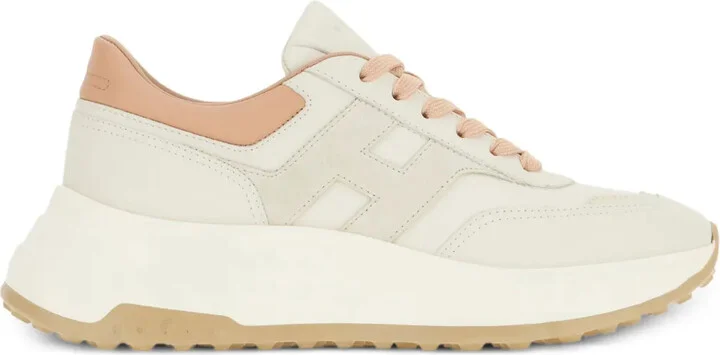 Hi-fi leather panelled trainers