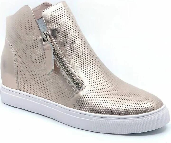 Hi Perf & Zip In Sneaker In Rose Gold