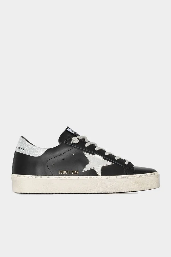 Hi-Star Black Leather Laminated Star Sneaker