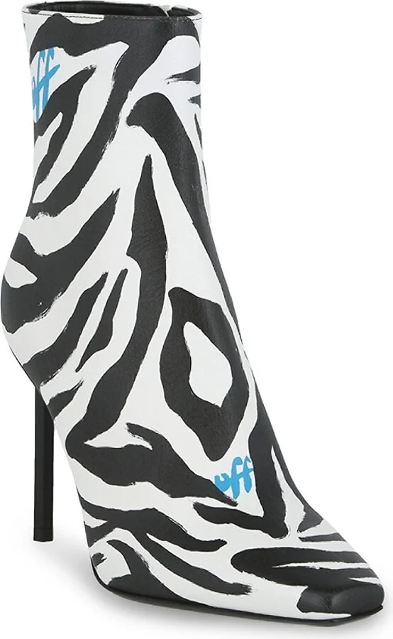 High Allen 100MM Zebra Print Leather Booties - Image 2