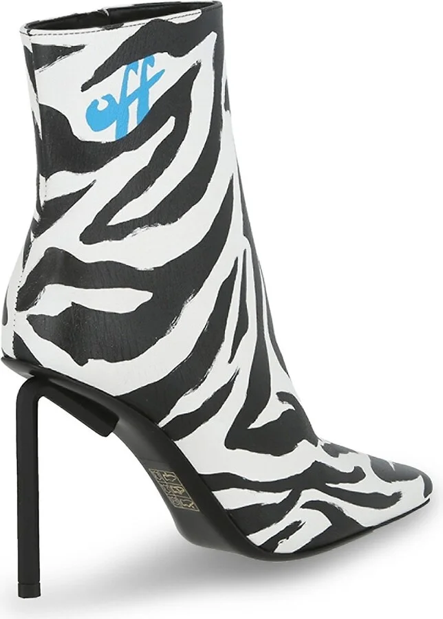 High Allen 100MM Zebra Print Leather Booties - Image 3