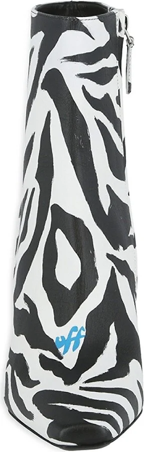 High Allen 100MM Zebra Print Leather Booties - Image 4