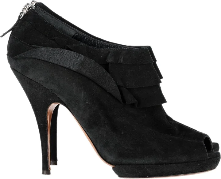 High Heel Boots in Black Suede