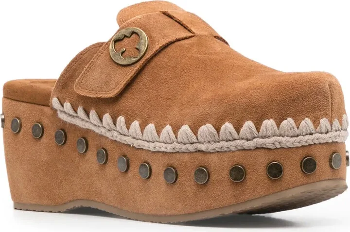 High-Heel Leather Clogs - Image 2