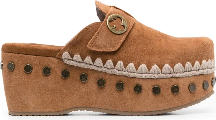 High-Heel Leather Clogs