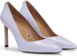 High-heeled pumps in leather with pointed toe- Purple Women's Pumps size 7