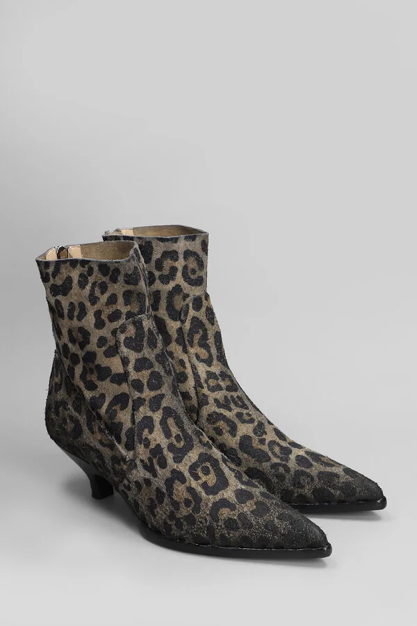 High Heels Ankle Boots In Animalier Suede - Image 2