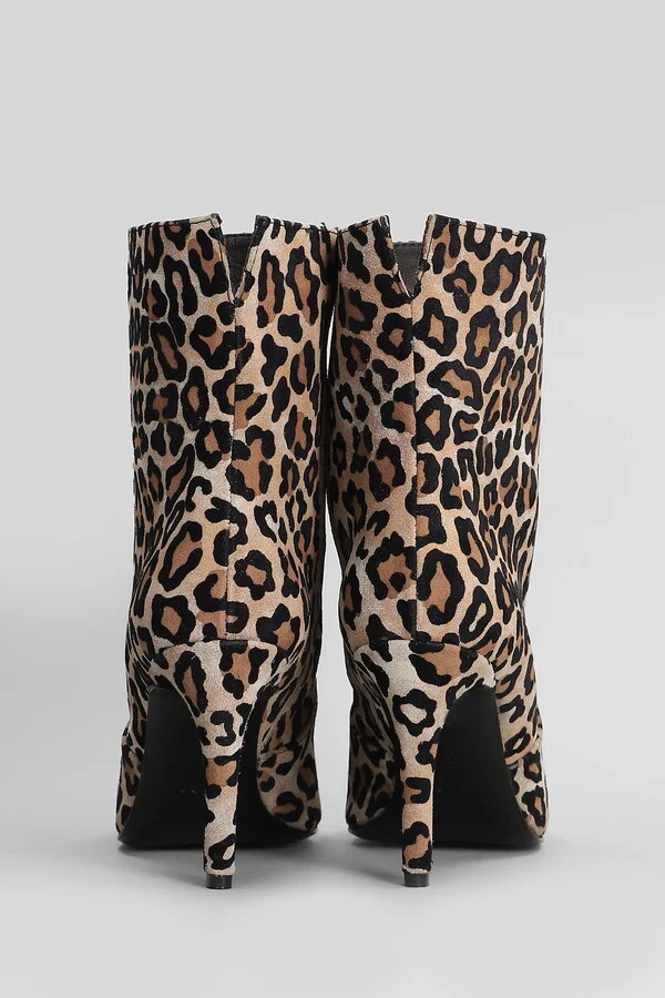 High Heels Ankle Boots In Animalier Suede - Image 4