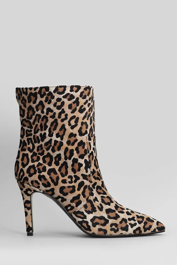 High Heels Ankle Boots In Animalier Suede