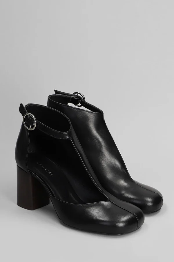 High Heels Ankle Boots In Black Leather - Image 2