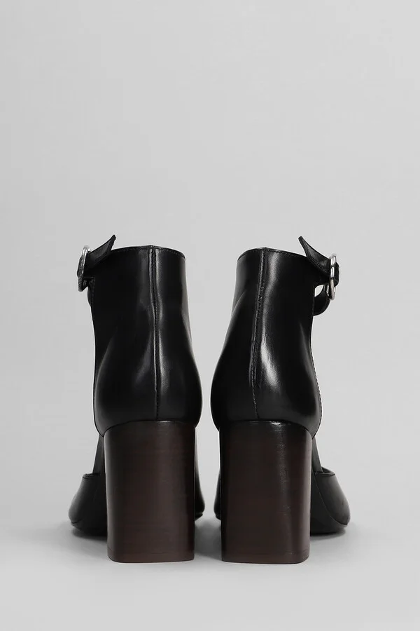 High Heels Ankle Boots In Black Leather - Image 4