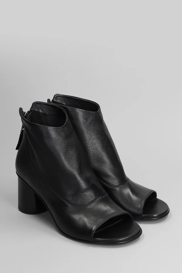 High Heels Ankle Boots In Black Leather - Image 2