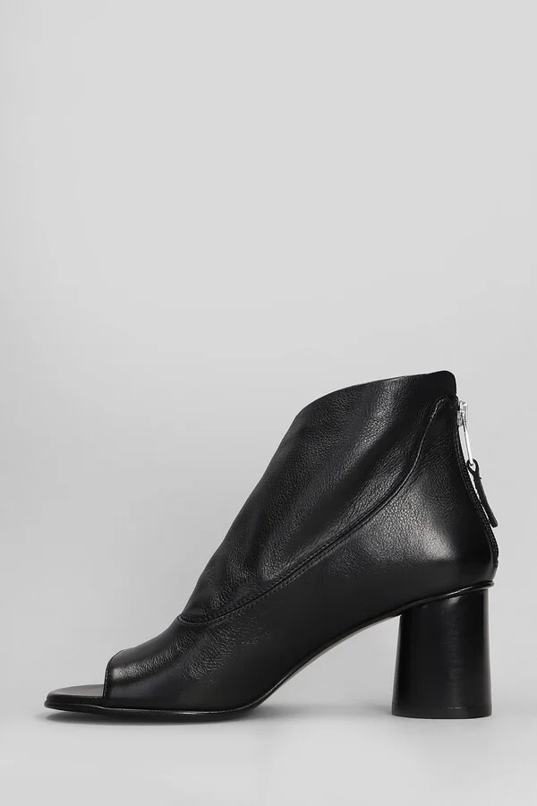 High Heels Ankle Boots In Black Leather - Image 3