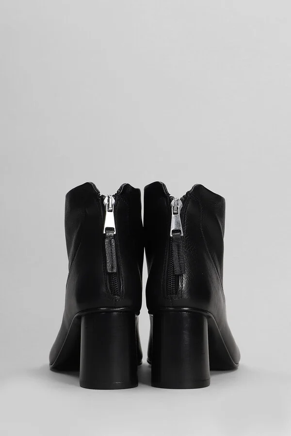 High Heels Ankle Boots In Black Leather - Image 4