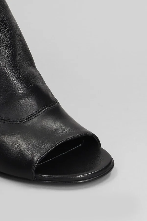 High Heels Ankle Boots In Black Leather - Image 5