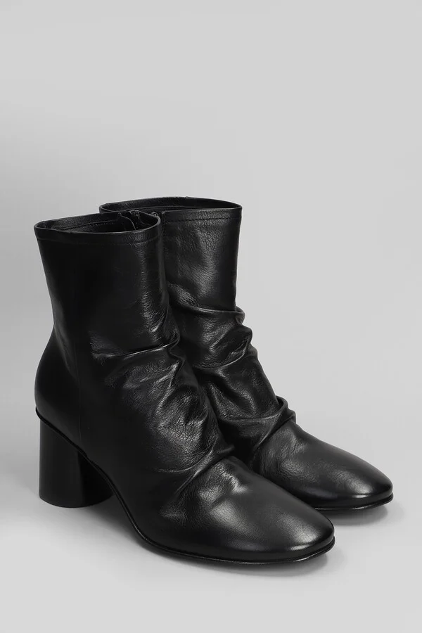 High Heels Ankle Boots In Black Leather - Image 2