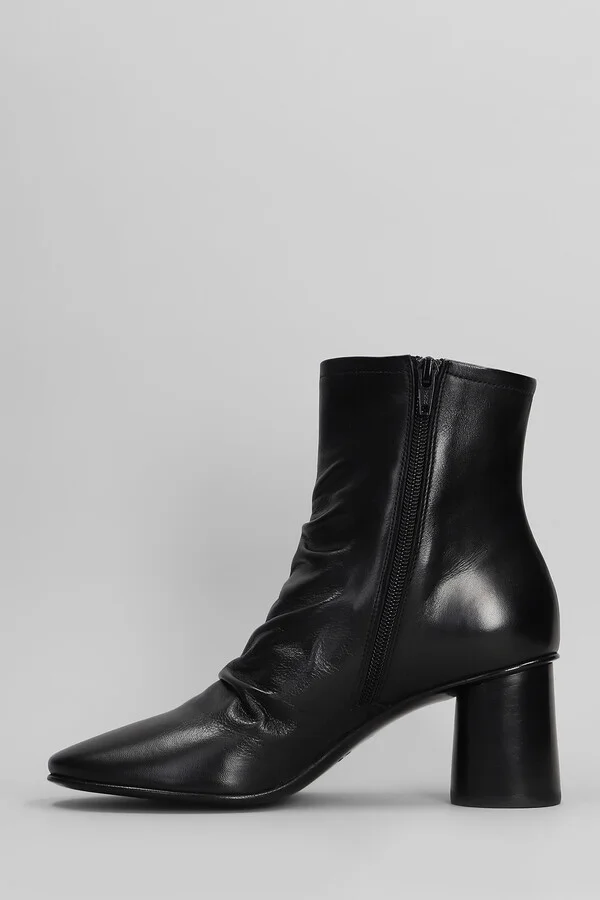 High Heels Ankle Boots In Black Leather - Image 3