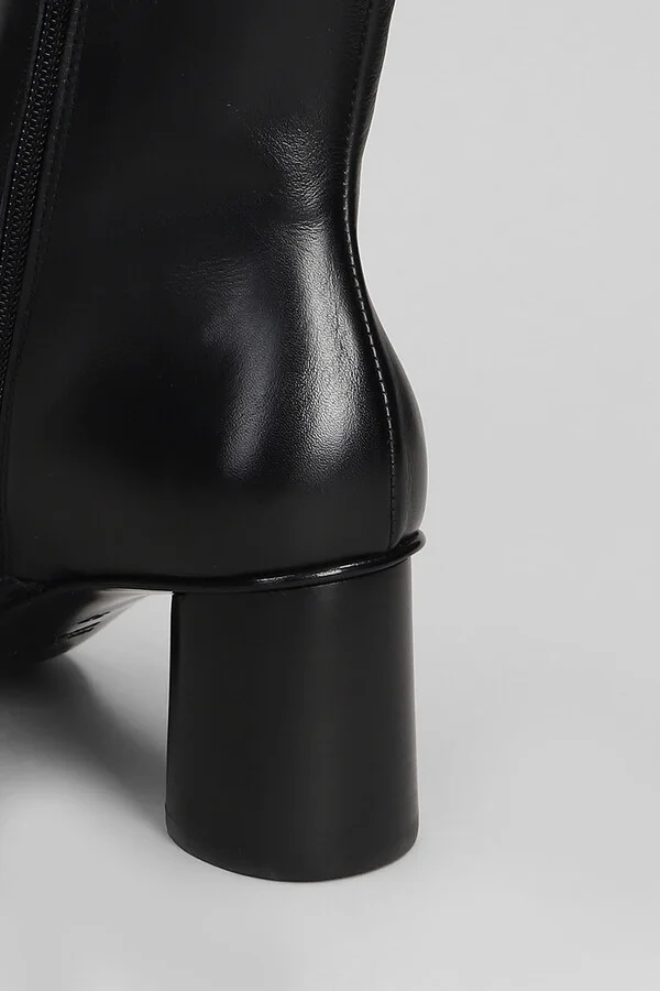 High Heels Ankle Boots In Black Leather - Image 5