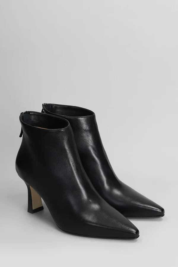 High Heels Ankle Boots In Black Leather - Image 2