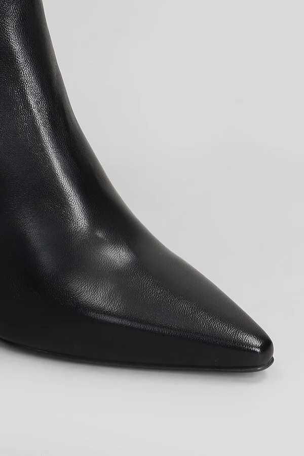High Heels Ankle Boots In Black Leather - Image 5