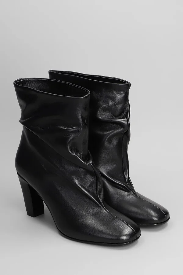 High Heels Ankle Boots In Black Leather - Image 2