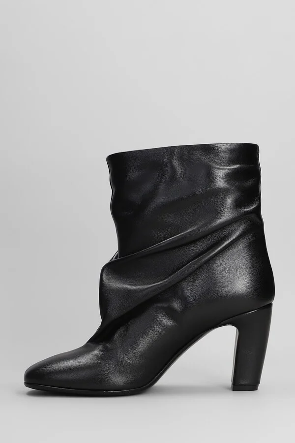 High Heels Ankle Boots In Black Leather - Image 3