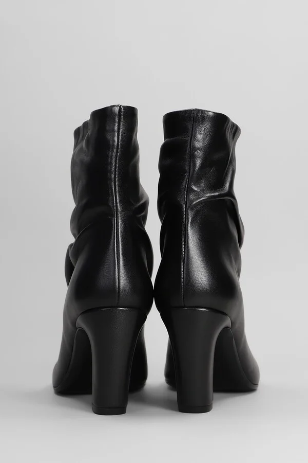 High Heels Ankle Boots In Black Leather - Image 4