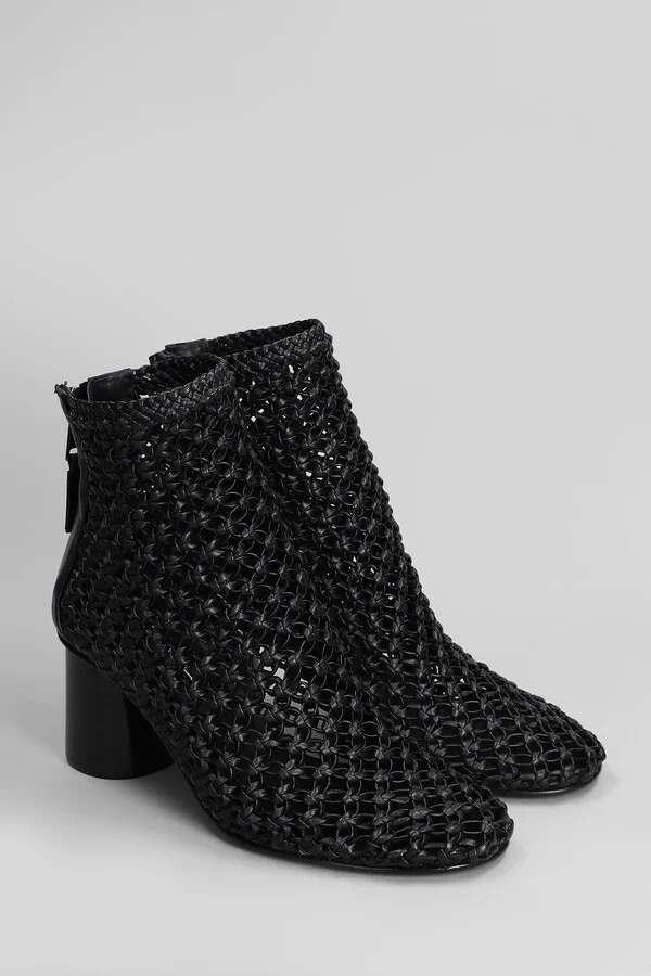 High Heels Ankle Boots In Black Leather - Image 2