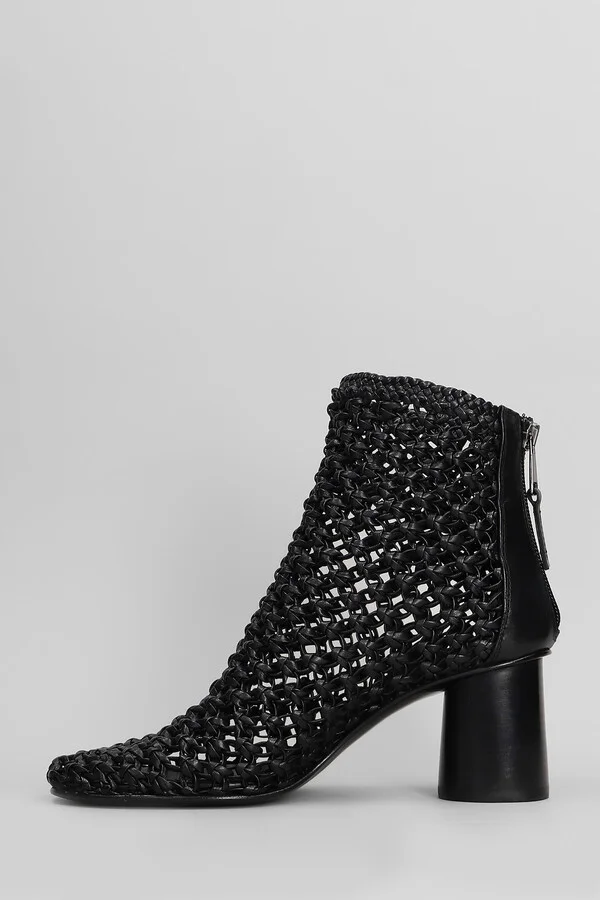 High Heels Ankle Boots In Black Leather - Image 3