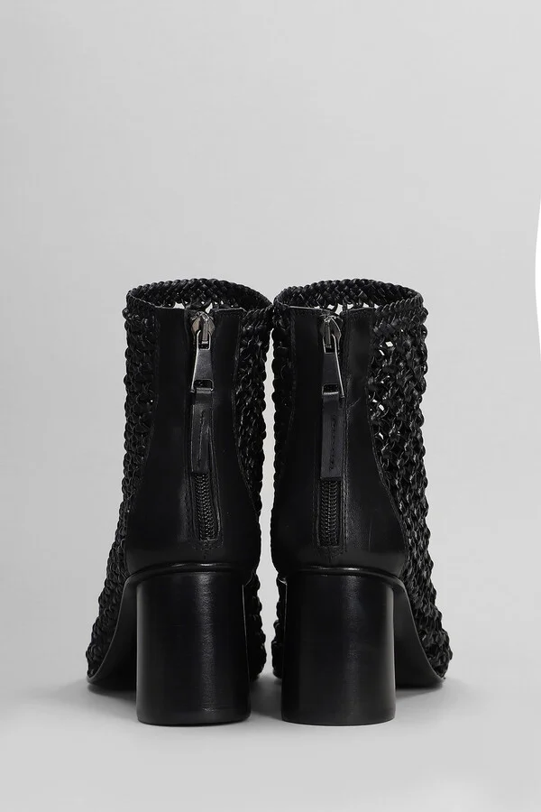 High Heels Ankle Boots In Black Leather - Image 4