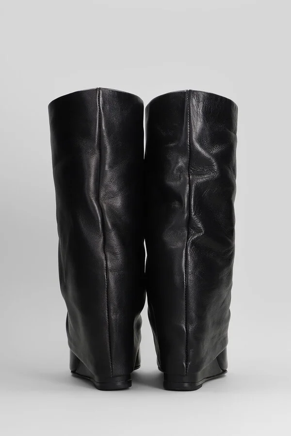 High Heels Ankle Boots In Black Leather - Image 4