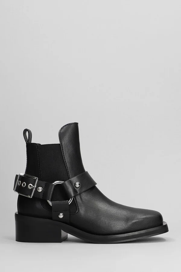High Heels Ankle Boots In Black Leather