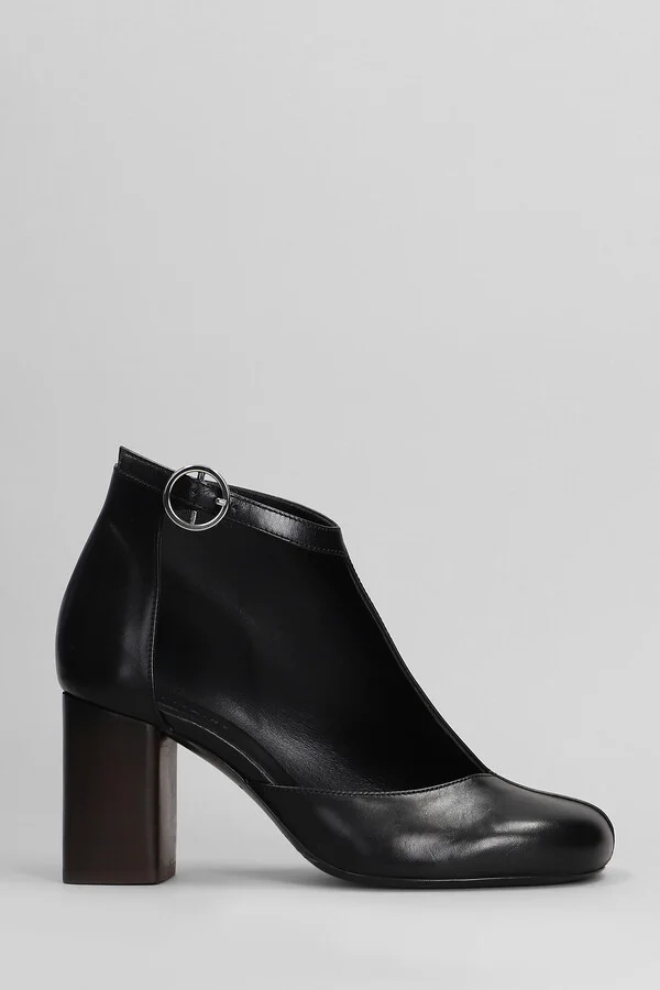 High Heels Ankle Boots In Black Leather