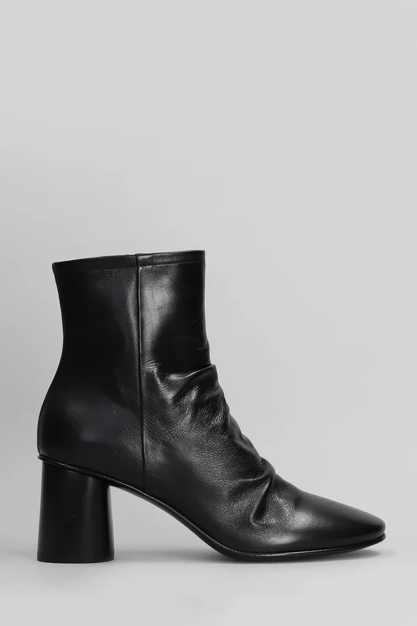 High Heels Ankle Boots In Black Leather