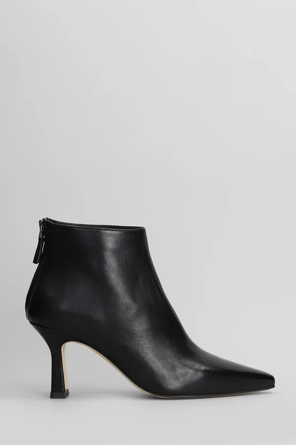 High Heels Ankle Boots In Black Leather