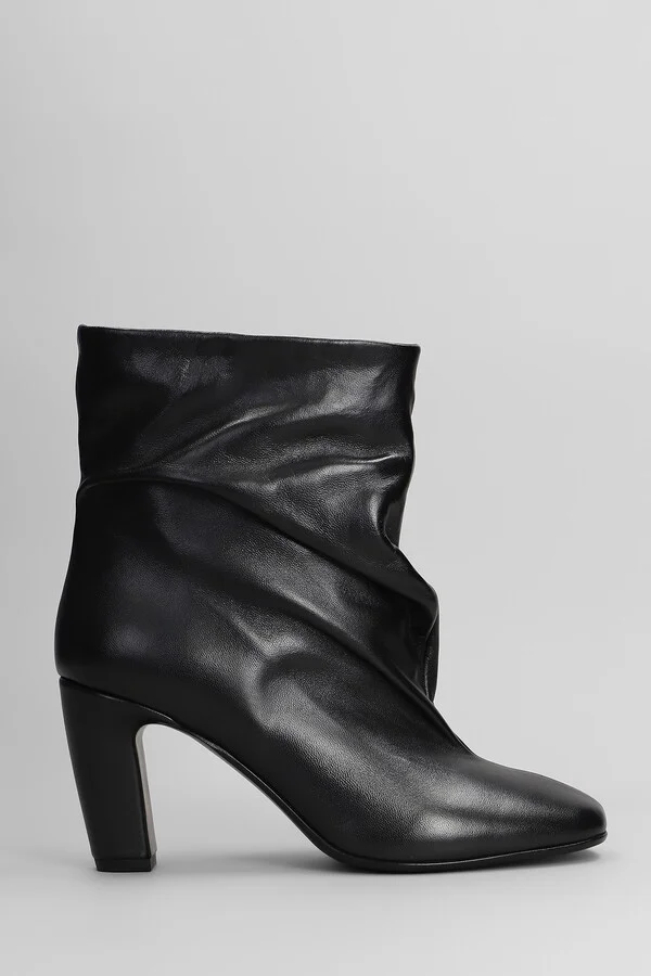 High Heels Ankle Boots In Black Leather