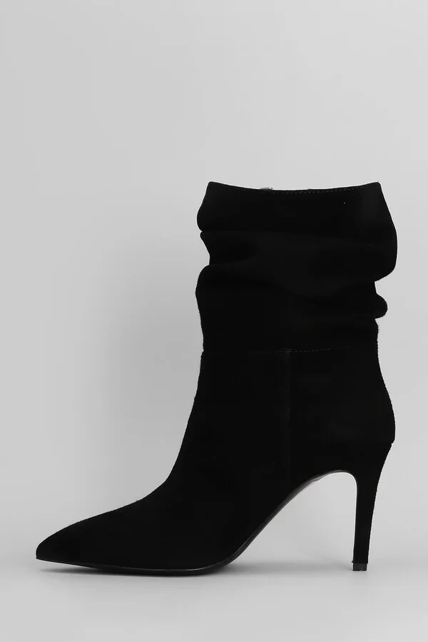 High Heels Ankle Boots In Black Suede - Image 3