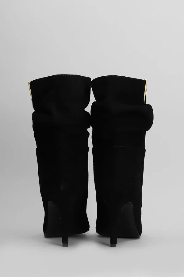 High Heels Ankle Boots In Black Suede - Image 4
