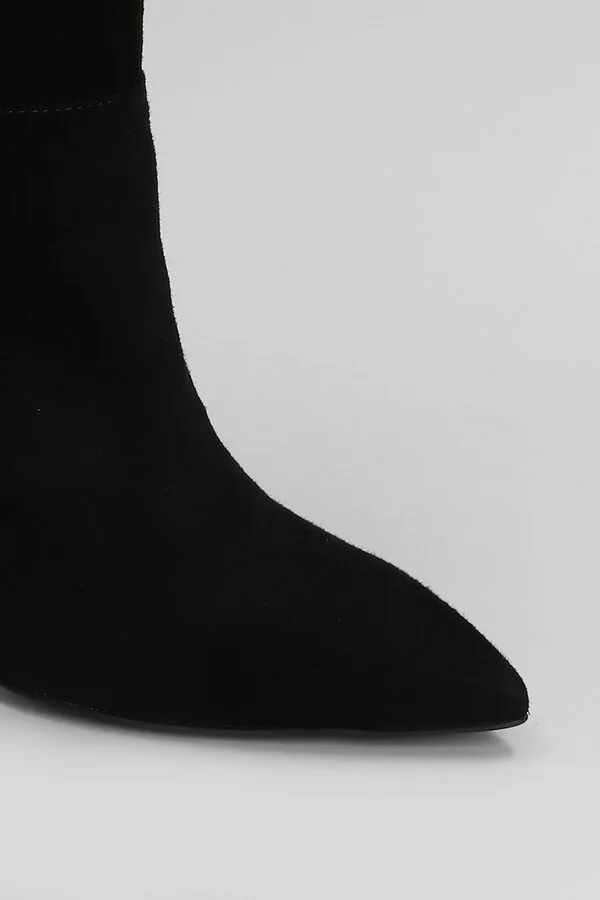 High Heels Ankle Boots In Black Suede - Image 5