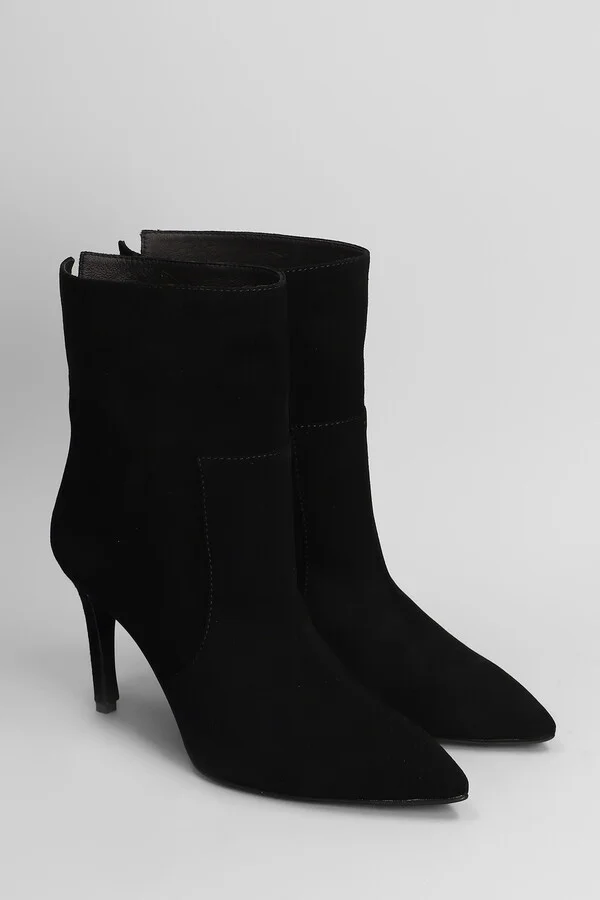 High Heels Ankle Boots In Black Suede - Image 2