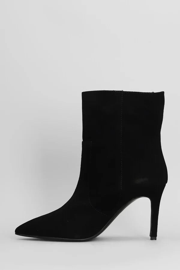 High Heels Ankle Boots In Black Suede - Image 3