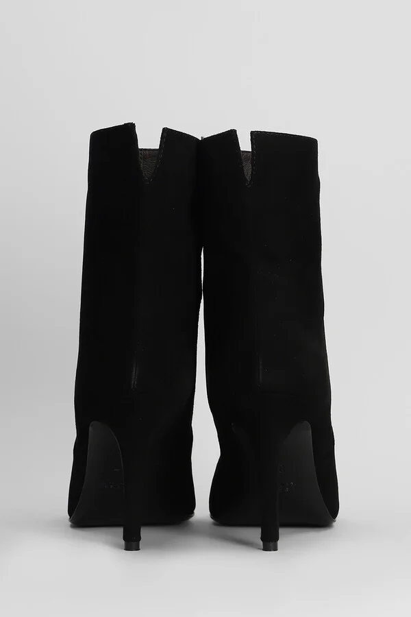 High Heels Ankle Boots In Black Suede - Image 4